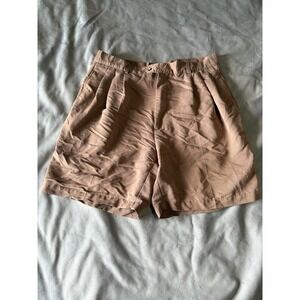 Lynx Mens Pleated Golf Shorts Tan Brown Size 34 Rayon Blend Vintage Style Casual